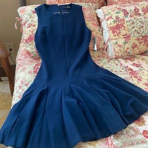 Alice +Olivia blue dress with kick ruffle